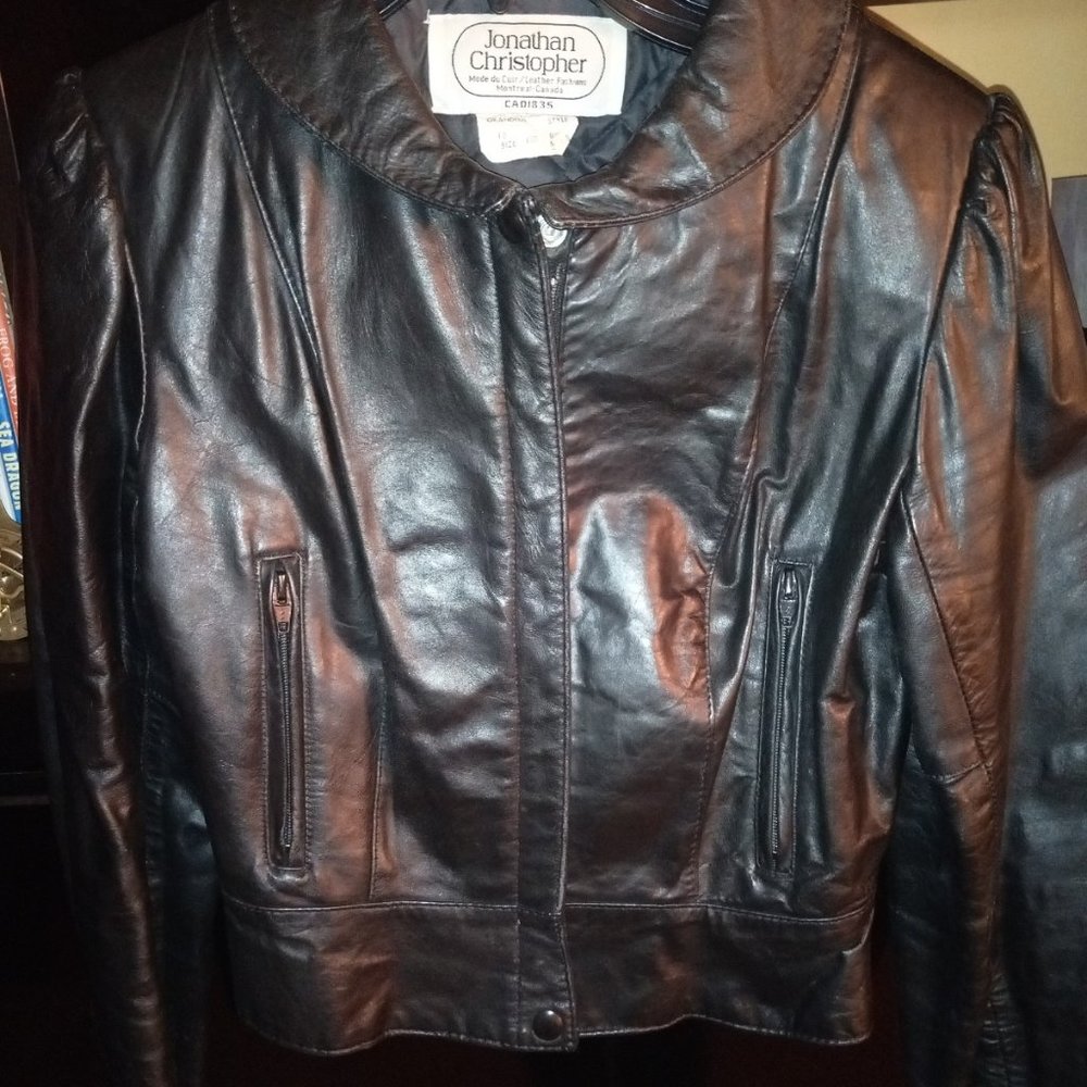 Vintage Jonathan Christopher Black Leather Puff Sleeve Jacket Sz Small - Picture 4 of 16